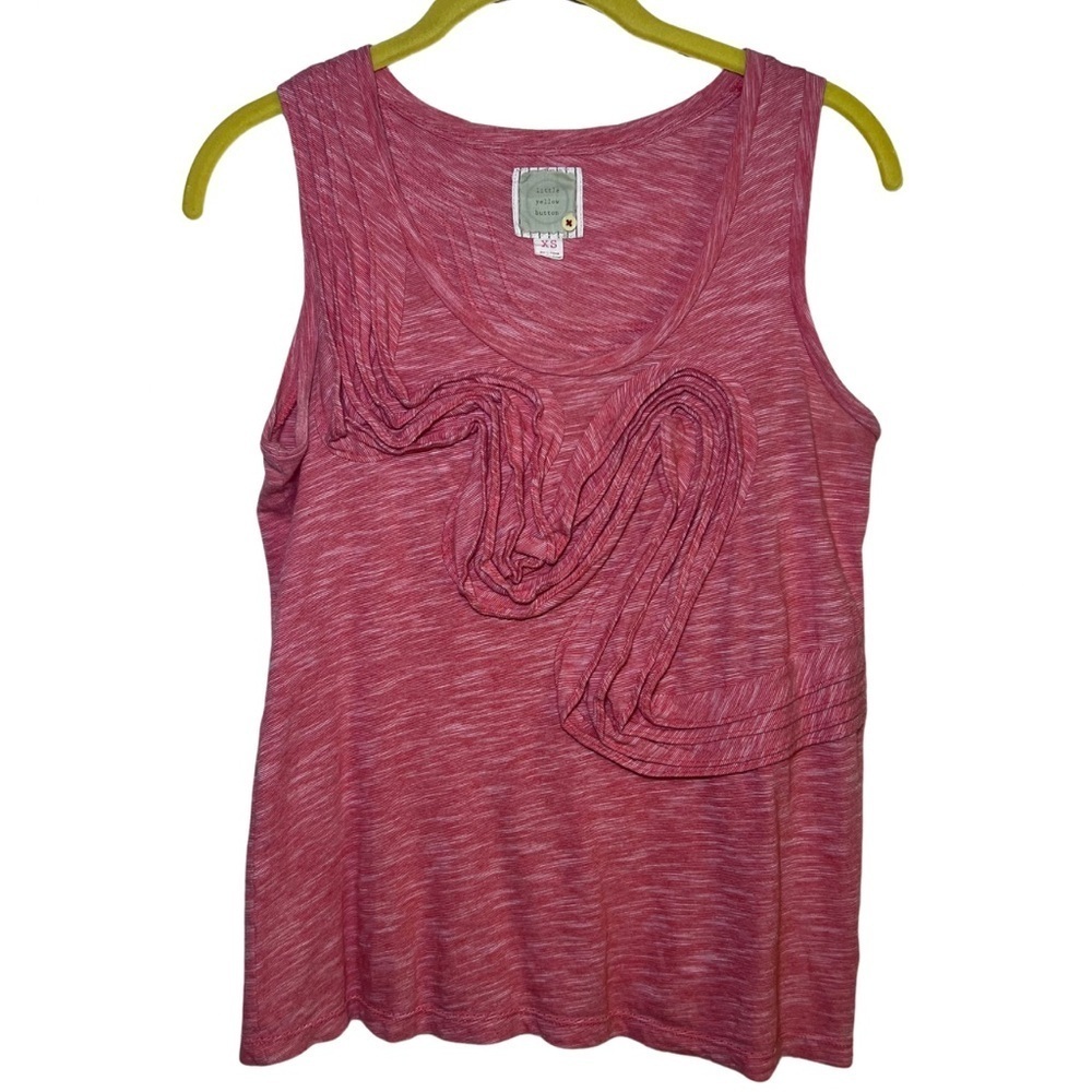 Anthropologie Little Yellow Button Size XS Sleeveless Ruffle Tank Red Orange